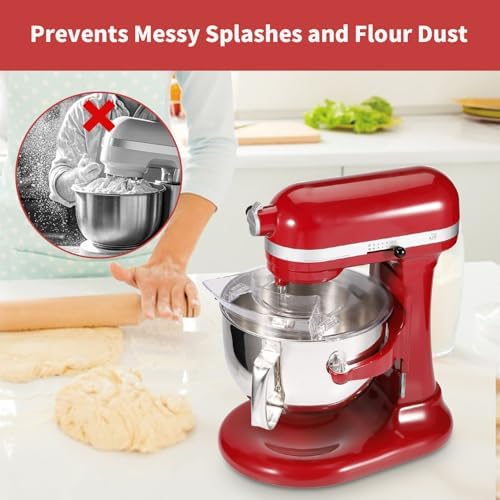 Removable Pouring Shield Splash Guard for KitchenAid 5.5-7 Quart Bowl-Lift Stand Mixers, Prevents Mess and Flour Dust, Mixer Accessories and Attachments