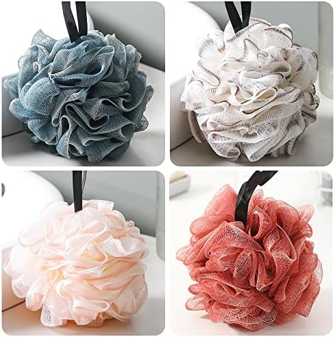 10 Pack Loofah Bath Sponge Luffa,50g Exfoliating Shower Pouf Balls for Women,Men,Scrubber Cleaning Loofah Bathing Accessories