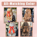 Large Double Hair Bows 2 PCS Satin Ribbon Bow for Women,Hair Bows for Women,Hair Ribbons,Oversized Long-tail Cute Aesthetic Hair Accessories,Large Hair Barrettes for Women（ Black,White）