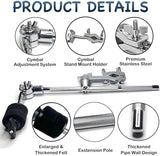 Cymbal Stand Holder Clamp, Drum Cymbal Arm Cymbal Stand Extension Arm, 33cm Mount Cymbal Clip Drum Stand Clamp Cymbal Boom Arm with Clamp Holder Bracket, Percussion Instrument Accessories