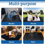 Drum Rug, Drum Mat with Non-Slip Grip Bottom(4x5.3Ft), Drum Carpet for Noise Reduction, Drum Pad for Jazz Drum & Electric Drum Set, Ideal Gift for Drummers, Drum Accessories, 47 x 63in, Red & Blue