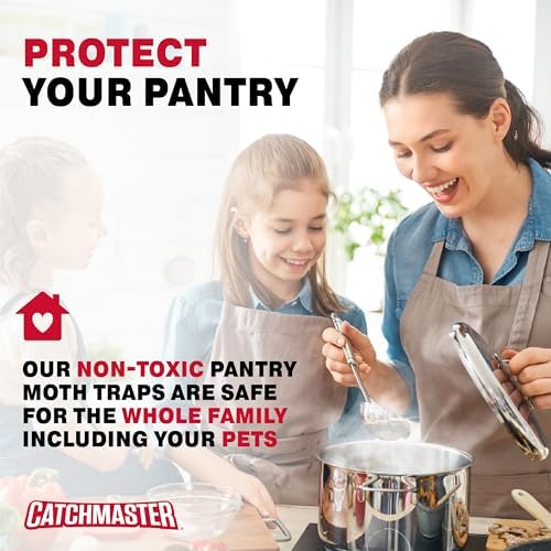 Catchmaster Pantry Pest & Moth Traps 2-Pk, Bug Killer for Kitchen Storage & Pantry Cabinet, Sticky Moth Traps for House, Protect Pet Food, Kitchen Cabinets Storage, Pet Safe Glue Trap
