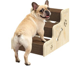 TIMHAKA Dog Stairs for Small Dogs, 3-Step Wooden Dog Ramp for Bed, Couch & Car, Non-Slip Pet Stairs for Small Old Short-Legged Puppy & Cat, Indoor Pet Steps with X-Brace Support