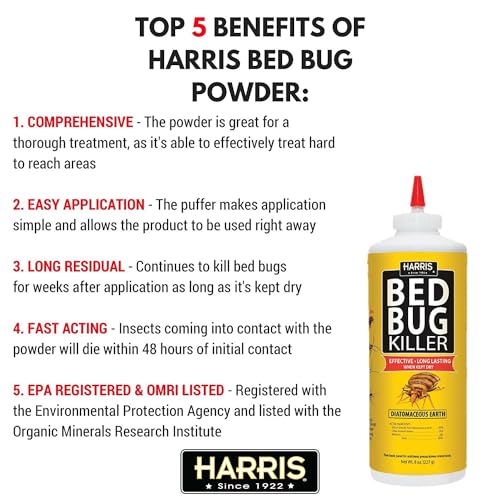 Harris HDE-8 Bed Bug Powder Diatomaceous Earth, 8oz, Yellow