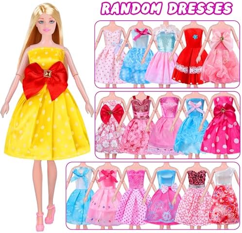 342 Pcs Doll Clothes and Accessories with Doll, Princess Gowns, Fashion Dresses, Top, Pants, Swimsuits, Shoes, Hangers and Other Accessories, Doll Playset Dress up Toy for Girls Toddlers Gift Toys