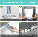 2PACK Stainless Steel Cat Litter Box with High Sides Lid, Extra Large XL Litter Box for Big Cats,Open Top Metal Kitty Litter Boxes with Anti-Leakage Enclosure,Non-Stick,Odorless,Scoop Included