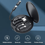 USB C Adapter Cable Kit, Multi Charging Cable Case Convertor USB C to iOS Device/Type C/Micro/USB A Adapter, Data Transfer Contains Card Slot for Traveling(Black)