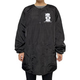 suweisua Dog Grooming Smock for Men Women, Anti-Static Smock for Pet Shop Dog Cat Grooming Bathing, Long Sleeves, Water Resistant and Hair Proof, (Black with Print Schnauzer L)
