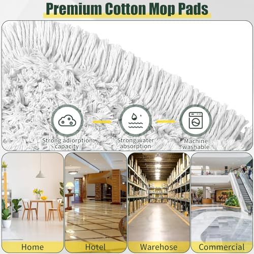 24" Commercial Dust Mop for Floor Cleaning, Heavy Duty Large Mop with Replacement Mop Pads, Industrial Duster Floor Wet Dry Mop for Cleaning Office Garage Hardwood Warehouse Factory Mall