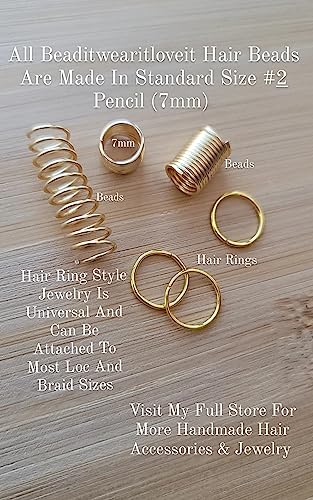 Beaditwearitloveit Copper Dreadlock Coils Wire Wrapped Loc Jewelry Beads For Braids Twists Natural Hair Cuffs Handmade Accessories (Gold)