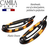 Camila Paris CP1993/2 French Hair Barrette Clip for Women, Handmade, Side Slide-in Metal-Free Closure Strong Hold Grip Hair Clips for Girls, No Slip Durable Styling Hair Accessories, Made in France