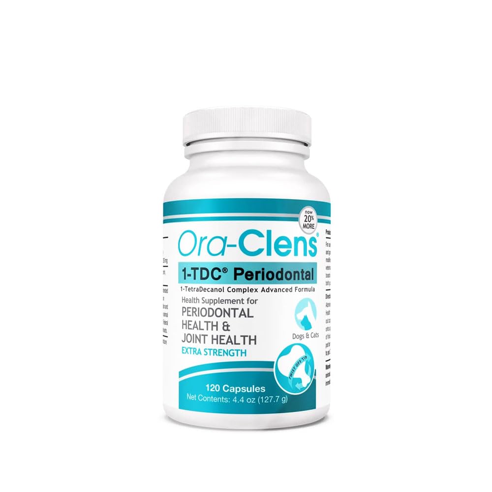 Ora-Clens 1-TDC Periodontal Supplement ES for Dog & Cat, Supports Oral, Hip & Joint Health, Muscle & Stamina Recovery, Skin & Coat Health, 120 Capsules