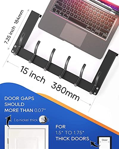 Over The Door Hooks, No Assembly Required Door Hanger Hook, Sturdy Over The Door Coat Rack, Over Door Hanger Door Hooks for Hanging Clothes, Towels, Hats, Matte Black