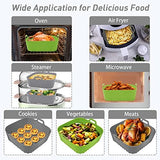 2 PCS Silicone Air Fryer Liners 9 Inch Square Easy Cleaning Airfryer Silicone Liners for 6-9 QT Frying Basket, Heat Resistant Reusable Ninja Air Fryer Accessories (Grey+Green)