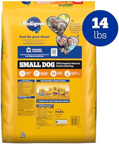 Pedigree Complete Nutrition Adult Small Dog Dry Dog Food, Roasted Chicken, Rice & Vegetable Flavor, 14 lb. Bag