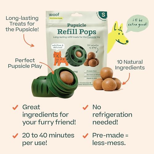 WOOF Pupsicle Refill Pops, Delicious Long Lasting Dog Treats, Pre-Made Pupsicle Refills for Dogs, Wholesome Ingredients, Low-Mess Chicken Pet Treats - Small Pops - 10 Count