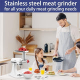 Stainless Steel Food Grinder Attachment for KitchenAid Stand Mixers, Meat Grinder Accessories Including Sausage Stuffer Tubes & Holder, Grinding Plates, Grinding Blades