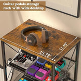 Guitar Pedal Organizer, 5 Tier Tuner Pedal Storage Shelf, Vintage Pedal Board Holder Stand, Freestanding Wooden Music Tuning Accessories Organization for Bass Guitar Ukulele Violin