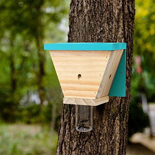 GAW Nature Wood Shed Style Carpenter Bee Traps for Outdoors, 4 Pack Best Wooden Bee Trap for Outside