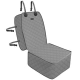 FURHAB Dog Car Front Seat Cover with Side Flaps & Buckle Straps for Pet, 100% Waterproof 600D Oxford Single Seat Protector Heavy Duty Quilted Scratch Proof, Universal Size for SUV Truck, Grey