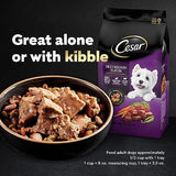 CESAR Adult Wet Dog Food Loaf & Topper in Sauce Bacon Feast Variety Pack, 3.5 oz. Easy Peel Trays, Pack of 24