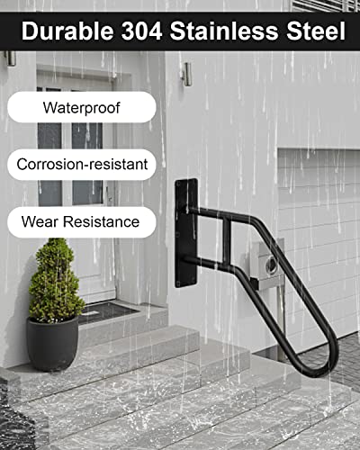 Handrails for Outdoor Steps Stair Railing Indoor, Stairs Wall Mounted Metal Handrail for The Elderly, Kids, Disabled, Pregnant Women