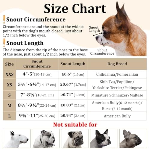 Mayerzon Short Snout Dog Muzzle, Small Muzzle for Chihuahua Shih Tzu American Bully Boxer Puppy, Soft Fabric Mouth Cover for Grooming Vet Visits, Prevent Biting Chewing Fighting