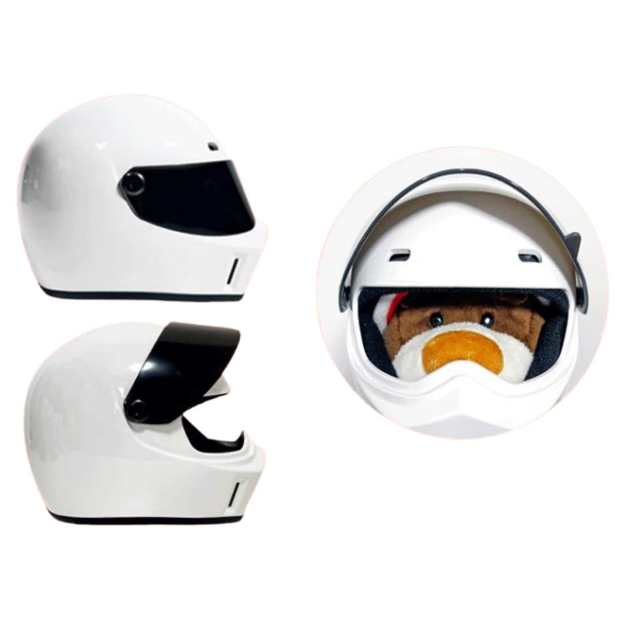 Pet Motorcycle Helmet, Full Face Motorcycle Helmet Outdoor Motorcycle Bike Riding Helmet Hat for Cat Dog Doggie Puppy Kitten Helmet Pet Supplies Racing Car Fan Collectible Small Gift (White)