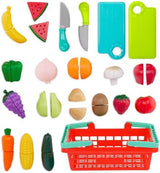 Battat – Play Food Toys for Kids – Food Set with Cutting Boards and Accessories – Farmers Market Produce Basket – Toddler Pretend Fruit – 2 Years + – Farmers Market Produce Basket (37 Pieces)