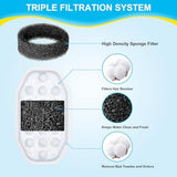 16 Pack Cat Water Fountain Filters Replacement & Pre-Filter Sponges for 108oz/3.2 Stainless Steel Pet Water Fountain with Water Level Window