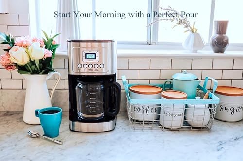 14 Cup Glass Coffee Pot Replacement - Compatible with Cuisinart DCC-3200 Series DCC-2200,DCC-2800,DCC-2600,DCC-1800FR,CBC-7400, CBC-7000PC,CBC-6800 Coffee Makers, Replacement Glass Cofee Carafe
