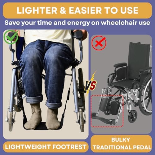 Wheelchair Foot Rest Hammock, Wheel Chair Leg Rest w/Rigid Base, Foot Sling for Footrest Replacement Adjustable Height, Anti Clash Leg Support Hammock for Rollator, Wheelchair Accessories