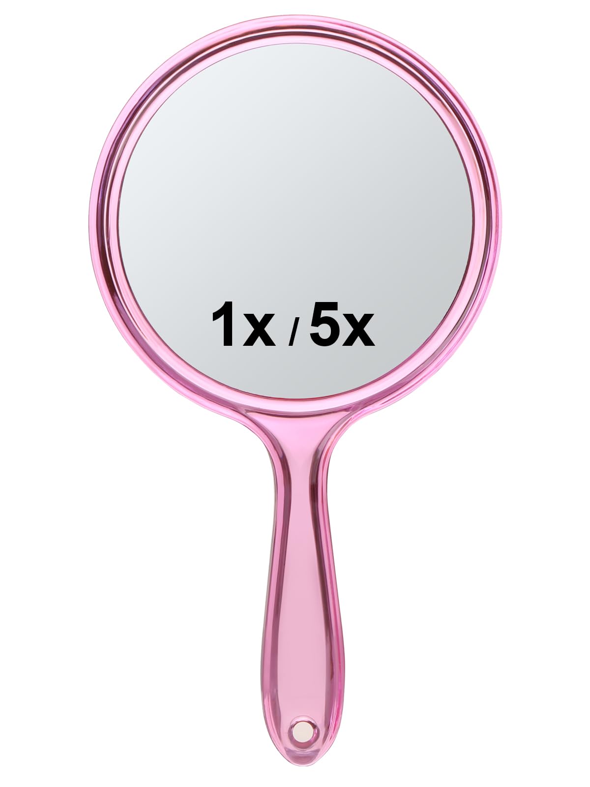 Handheld Mirror with Handle, 10.5 x 5.7 inches, Double-Sided 1X/5X Magnification Travel Makeup Mirror for Women, Pink