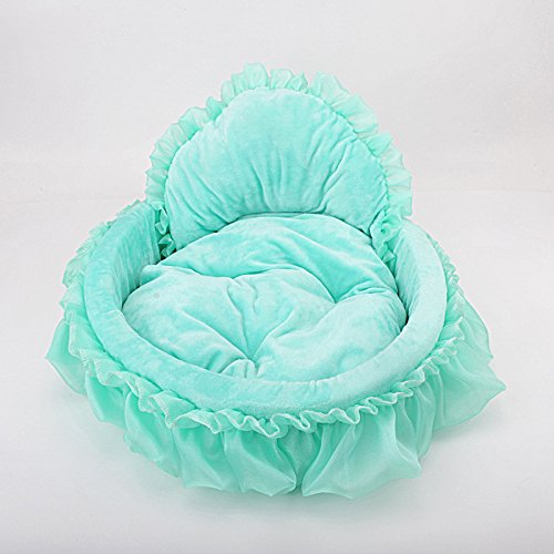 Cute Princess Pet Bed Bow-TIE Lace Cat Dog Bed (S, Green)