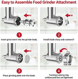 Metal Food Grinder Attachment for KitchenAid Stand Mixers, Meat Grinder for Kitchen Aid Included 3 Sausage Stuffer Tubes, 4 Grinding Plates, 2 Grinding Blades, Kubbe Meat Processor Accessories