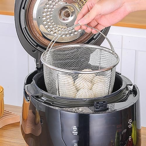 Mesh Steaming Basket, Steamer Basket for Instant Pot Accessories Stainless Steel with Comfortable Folding Handles Heat Resistant Steaming Basket for Cooking Kitchen 11cm*3.9in (20CM/7.9in)