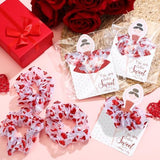Lyrow 24 Sets Valentine's Day Scrunchies Ballerina Valentines Cards with Hair Accessories Red Gilding Headband Gymnastics Hair Ties Ballet Dancer Exchange Gifts for Girls Party Favors