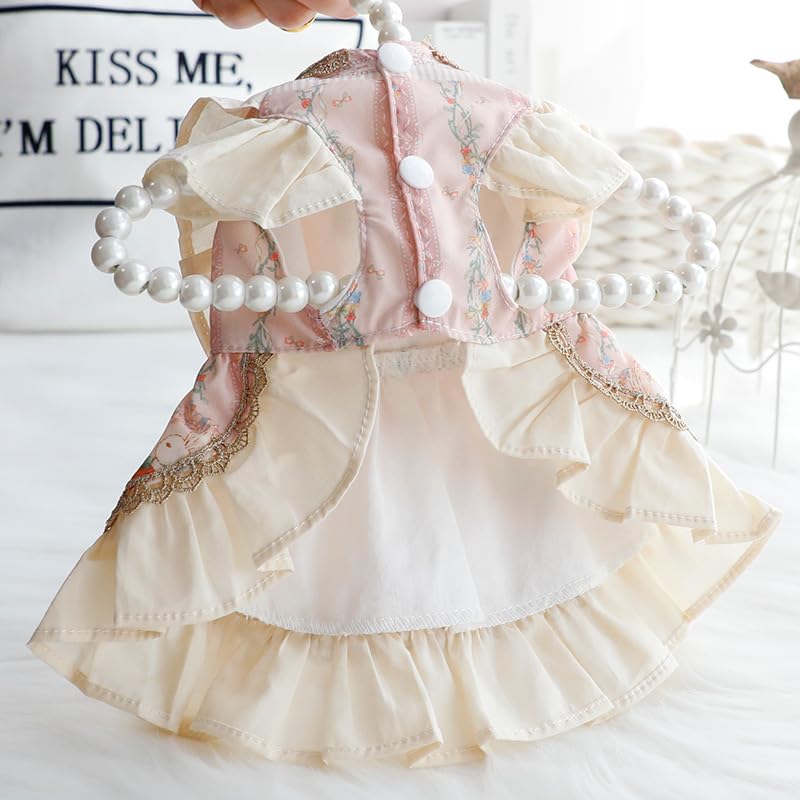 AZA Dog Princess Dresses for Small Dogs Cat Lolita Lace Bow Clothes Bunny Costume Pink Pet Girl Cute Coat Outfits Spring Costumes Summer (S,Pink Bunny)
