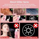 Boko Body Glitter Spray, 60ML Holographic Silver Glitter Spray for Body Hair Clothes, Quick-Drying and Long-Lasting Glitter Hairspray Body Shiny Spray for Mardi Gras Concert Party Rave Accessories