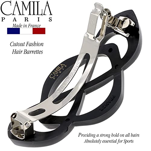 Camila Paris CP2437 French Hair Barrettes for Women Thick Hair, Hair Clip Black, Strong Hold Grip Barrette Hair Clips for Women, No Slip Styling Hair Accessories for Women, Made in France