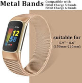 surundo Compatible with Fitbit Charge 6/Charge 5 Bands for Wmen Men, Metal Mesh Milanese Loop Adjustable Strap Replacement for Fitbit Charge 6/Charge 5 Advanced Fitness & Health Trackers