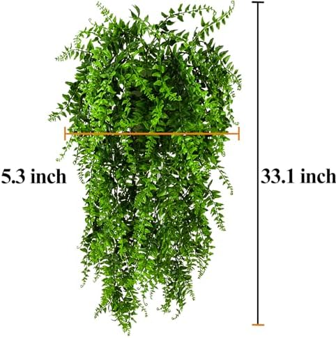 HERCOCCI 5 Pack Reptile Plants, Terrarium Hanging Plants Vines Artificial Leaves Habitat Decorations with Suction Cup for Bearded Dragon Hermit Crab Lizard Snake Geckos Chameleon