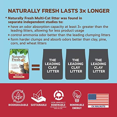 Naturally Fresh Cat Litter Made From Walnut Shells, Unscented, Multi-Cat, Upcycled, Low Dust, Sustainable, 26 Lbs