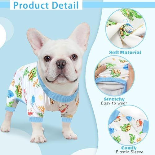 XPUDAC 4 Pack Dog Pajamas for Small Dogs, Puppy Clothes for Boy Girl Strechy Soft Pet Jumpsuit, Cat Onesie (Medium)