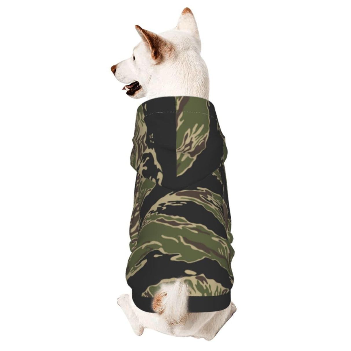 Dog Hoodie Sweatshirt for Fall and Winter, Cozy Pet Clothes for Outdoor Activities, Army Military Camouflage Vietnam Tiger Stripe Camo Pets wear Hoodies