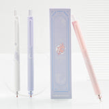 Kaco Gel Pens Cute Stationery 3 Pieces 0.5mm Fine Point, Quick Drying Pens for Journaling Aesthetic Office Supplies, 2 Black Ink and 1 Coral Ink