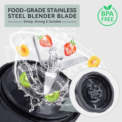 1 Pack Ninja Blender Replacement Part, 7 Fins Ninja Blender Blade with Rubber Gasket, Stainless Steel High Speed New Bearing, Compatible with Ninja Blenders Auto iQ BL480 BL482 BL682 BL642 NN102 Etc.