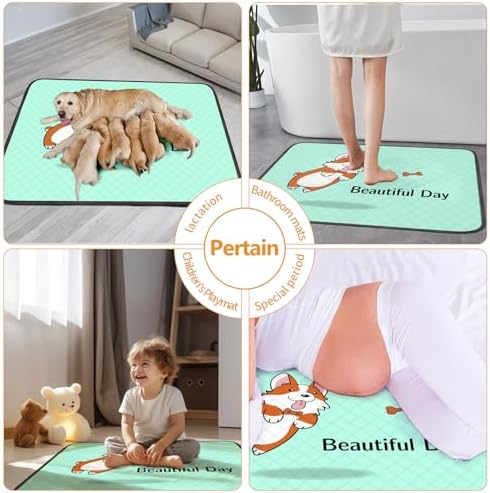 Washable Pee Pads for Dogs 47x32in 2-Pack Thick Reusable Puppy Pads Extra-Absorbent Prevent Leakage Non-Slip for Puppy Playpen, Crate, Whelping Box, Potty Training Reusable,Blue