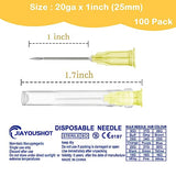 100 PCS 20Ga Dispensing Needle,Individual Package of Injection Syringe Accessories with Luer Lock,Suitable for Refilling Liquid, Inks,Livestock and Industry(1inch/25mm)