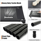 Elevated Dog Bed for Small Dogs, Raised Dog Cot Beds Fits Up to 150 LBs, Heavy Duty Pet Cots with Durable Supportive Teslin Recyclable Washable Mesh, Indoor & Outdoor Dog Bed, Black